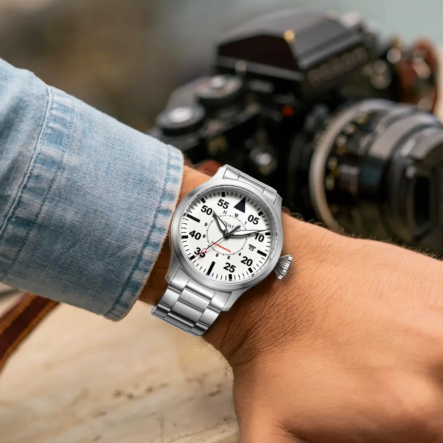 Horizon Hawk White Dial Pilot Watch