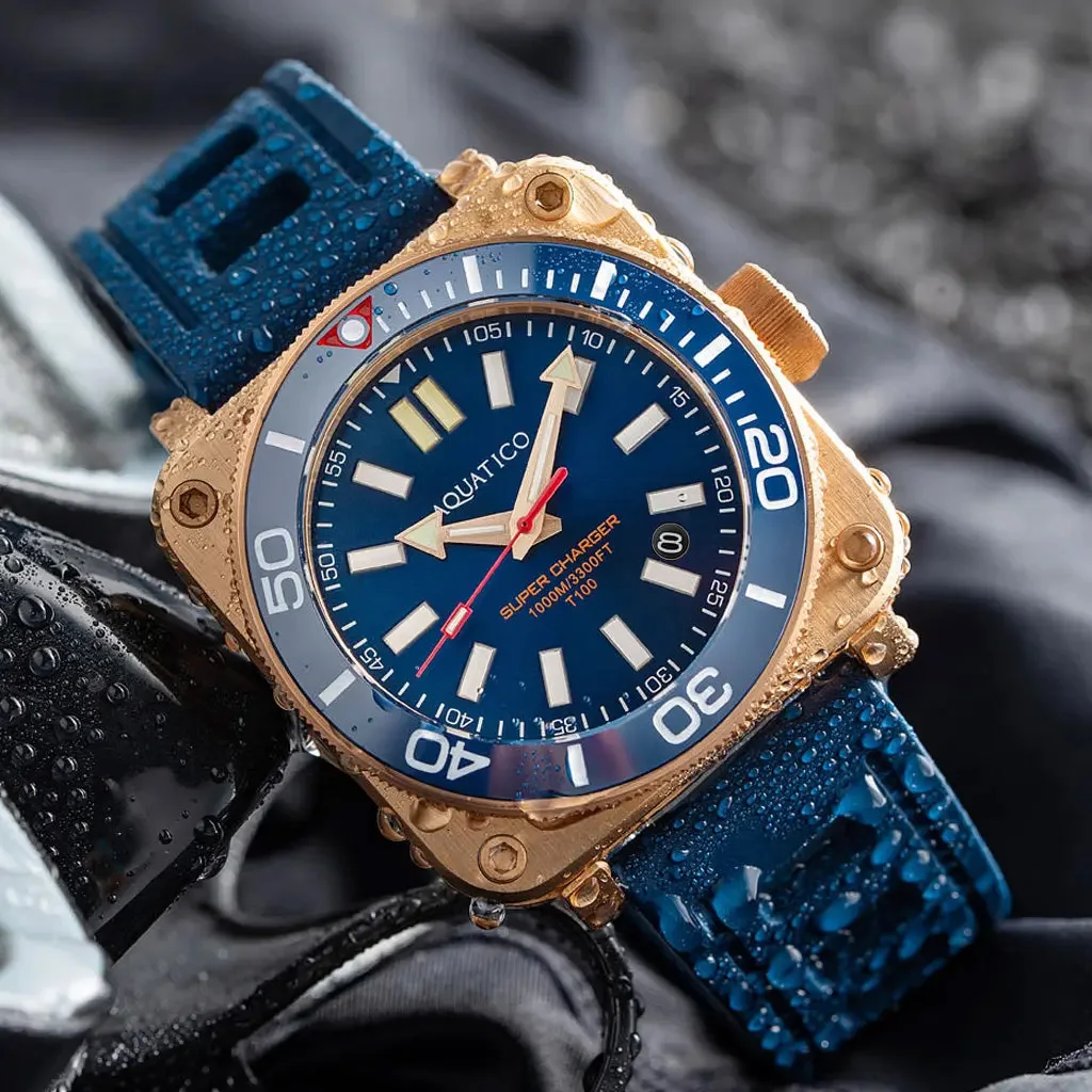 Aquatico Super Charger Bronze Rectangle Watch