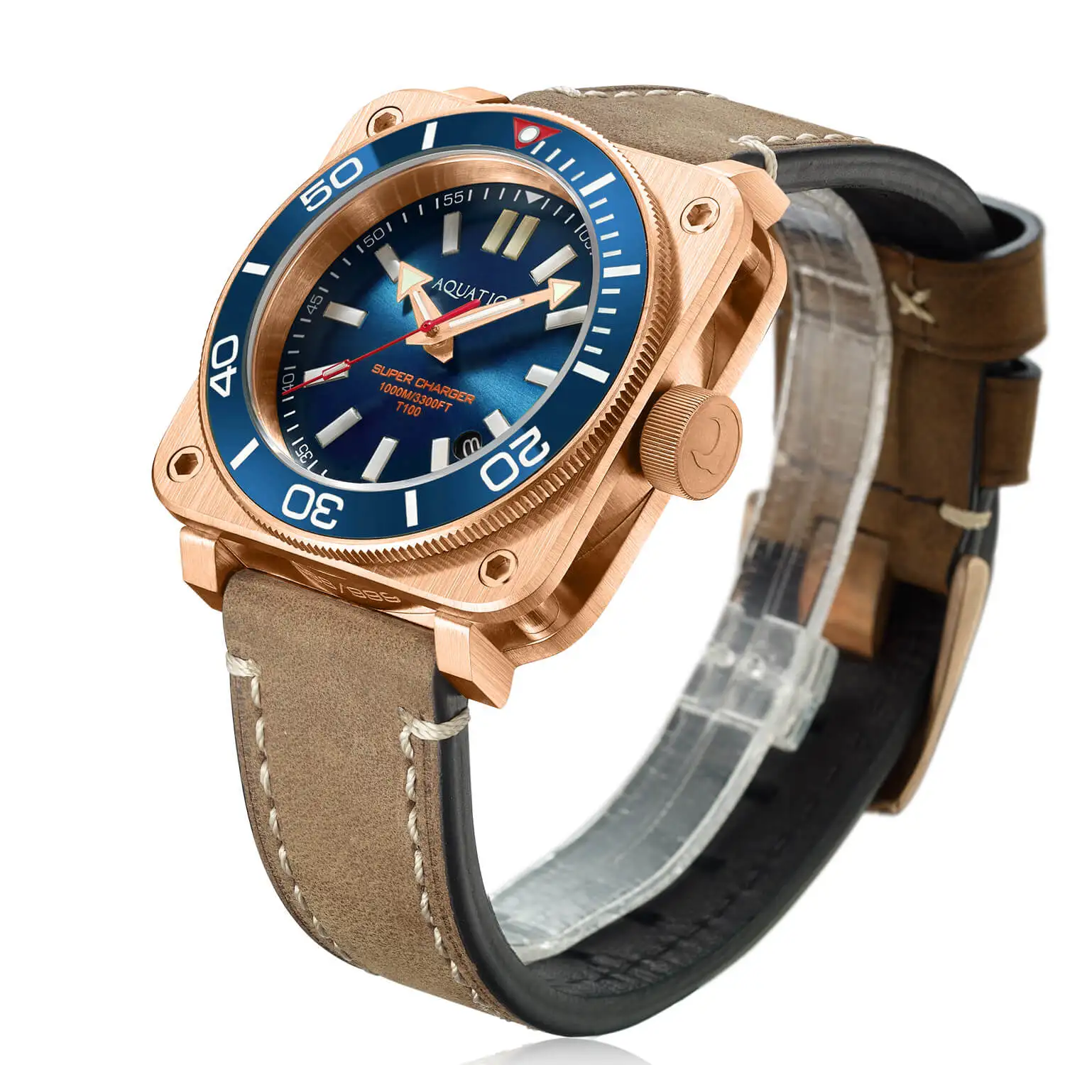 Aquatico Super Charger Bronze Rectangle Watch