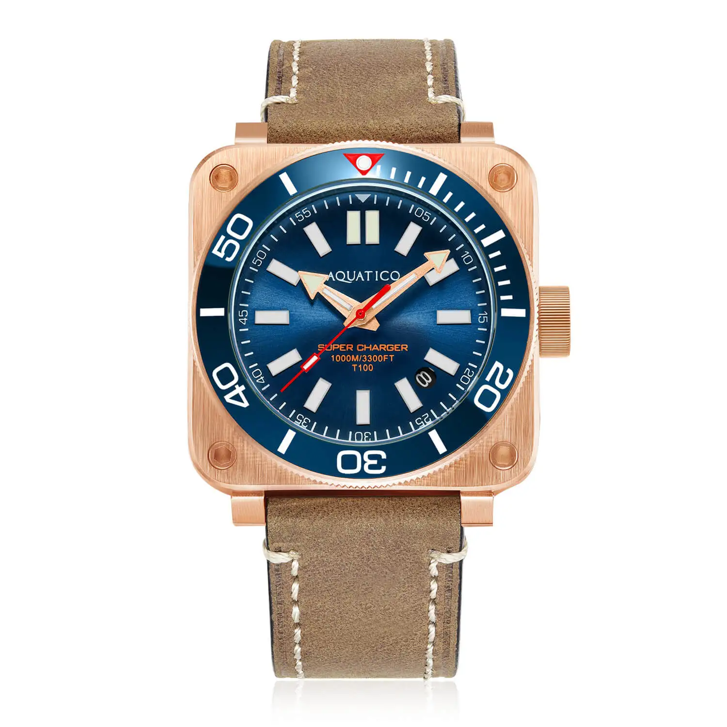 Aquatico Super Charger Bronze Rectangle Watch