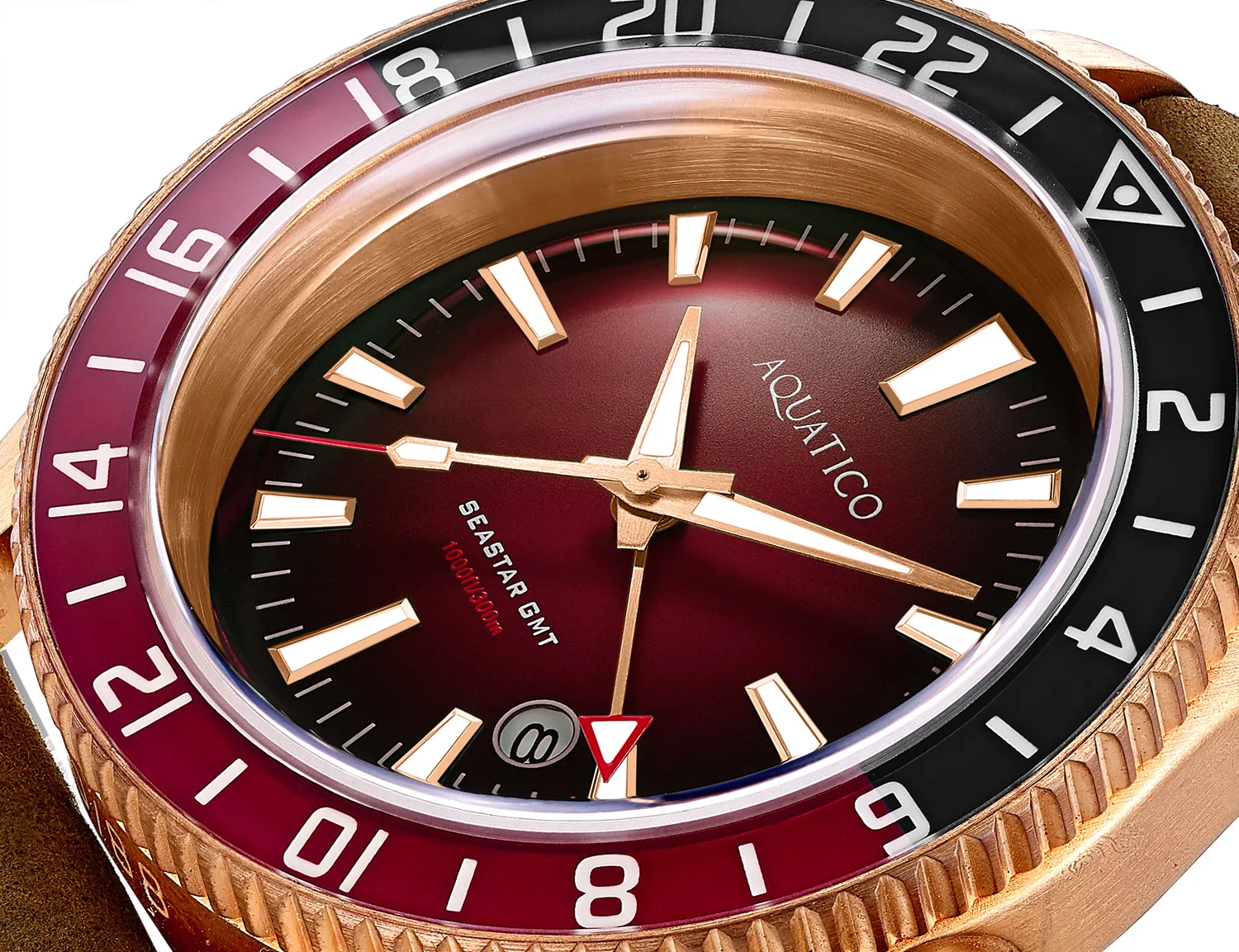 Aquatico Sea Star GMT Red Dial Watch