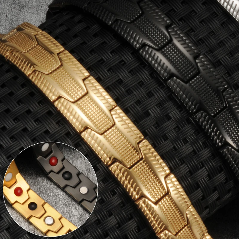 Black Mens Therapeutic Magnetic Bracelet