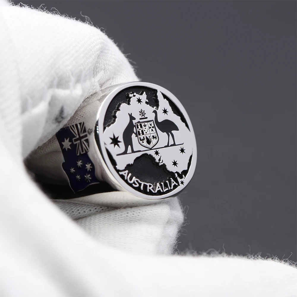 Vintage Australia Flag Aussie Pride Silver Ring
