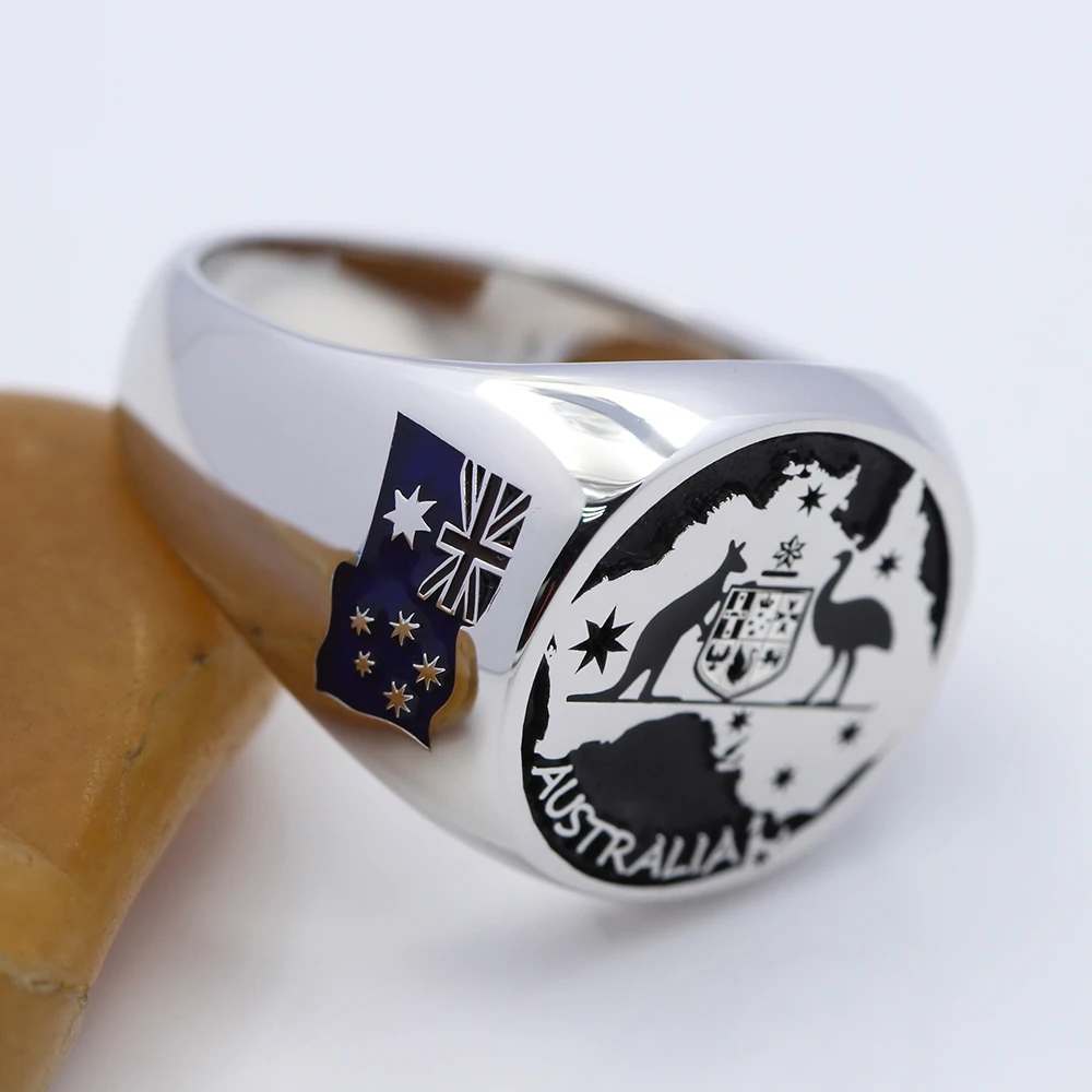 Vintage Australia Flag Aussie Pride Silver Ring