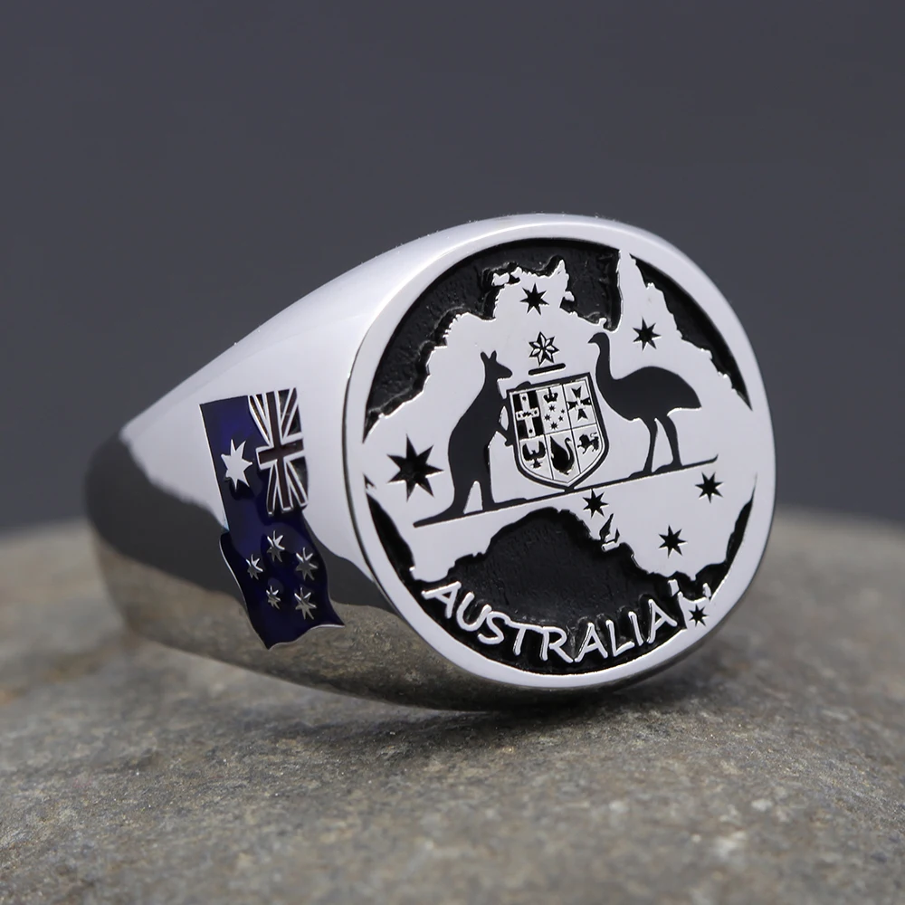 Vintage Australia Flag Aussie Pride Silver Ring