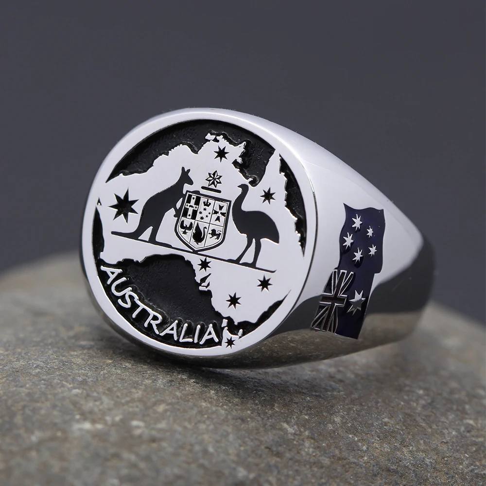 Vintage Australia Flag Aussie Pride Silver Ring