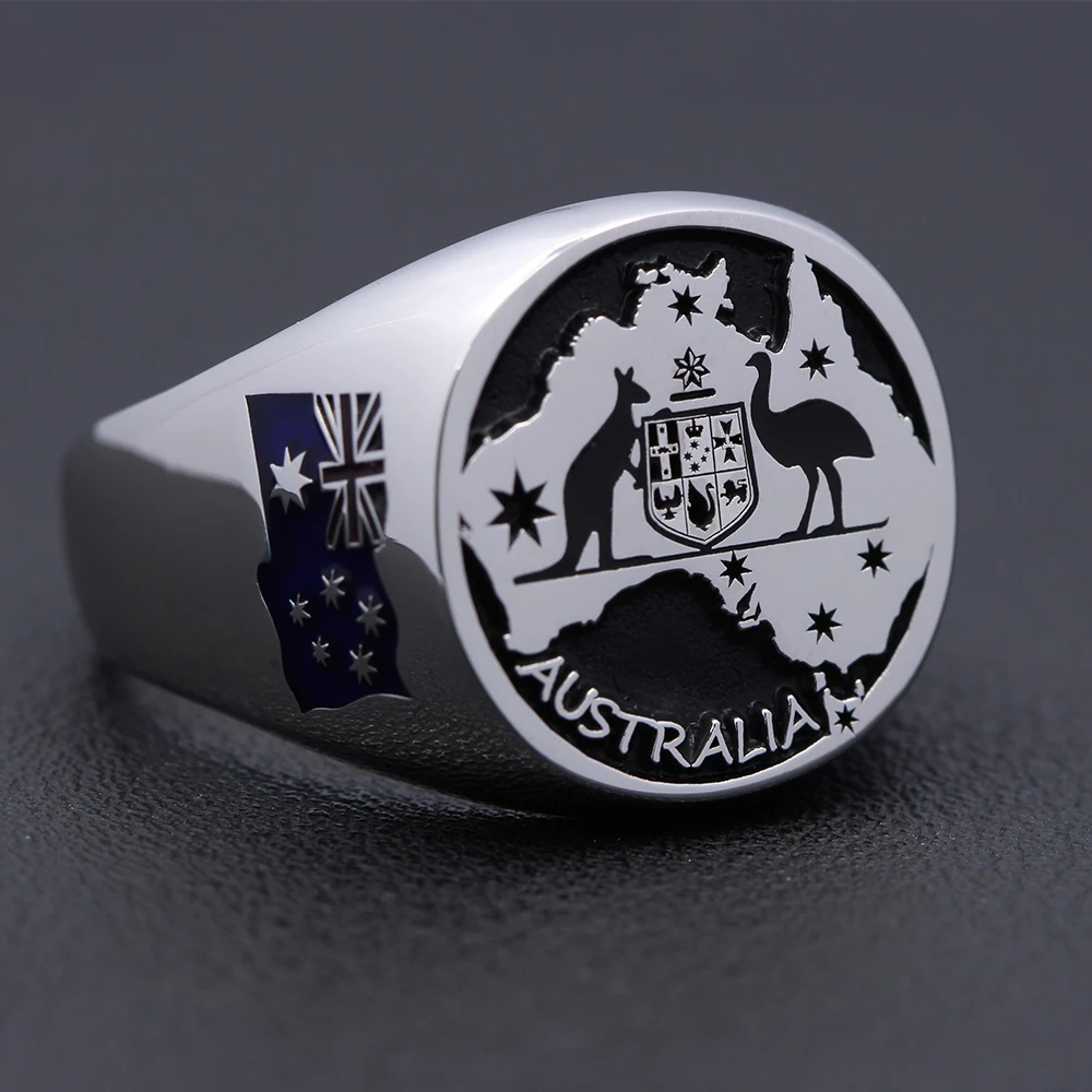 Vintage Australia Flag Aussie Pride Silver Ring