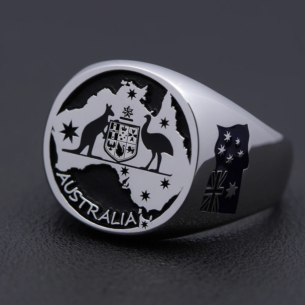 Vintage Australia Flag Aussie Pride Silver Ring
