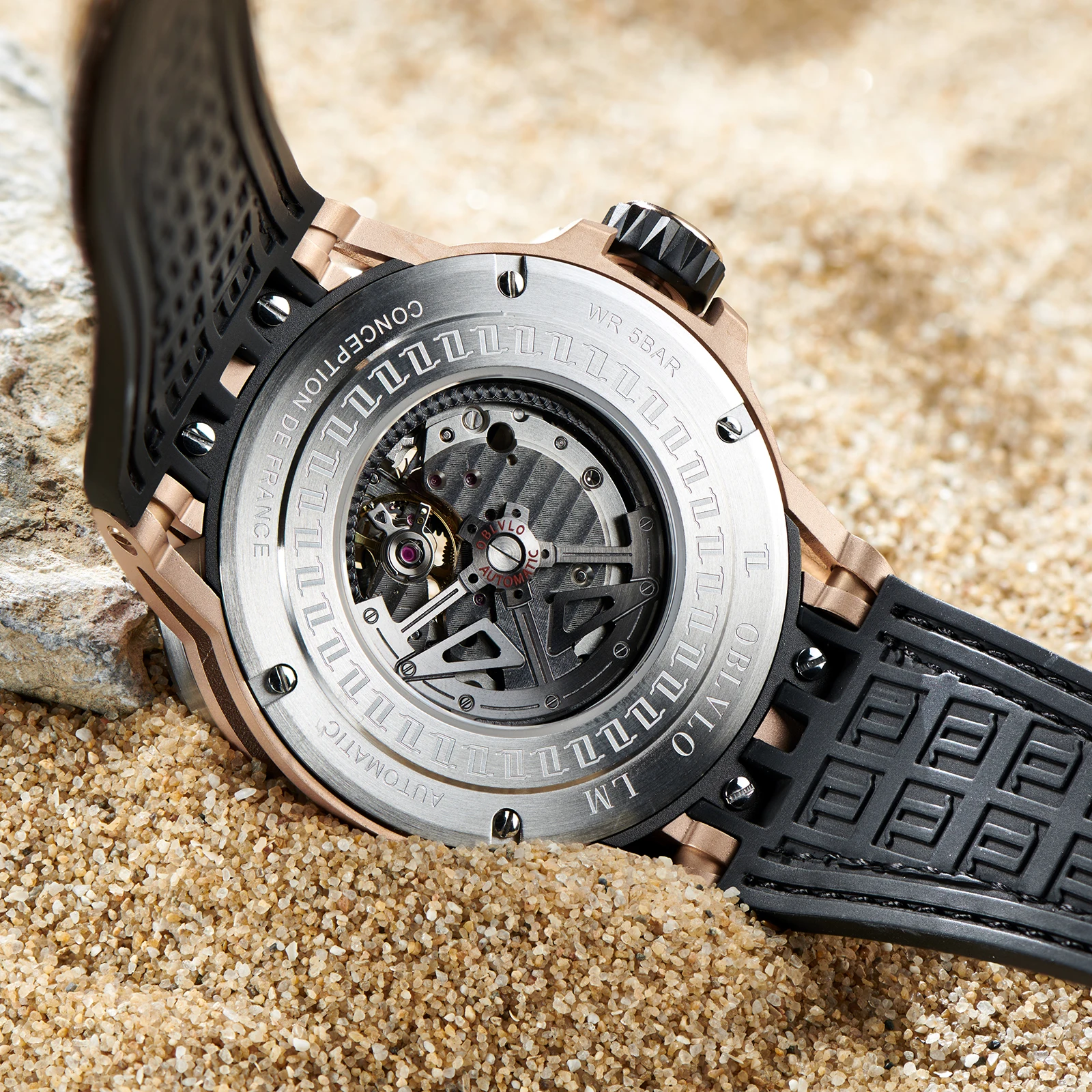OBLVLO LM Series Sport Skeleton Watch
