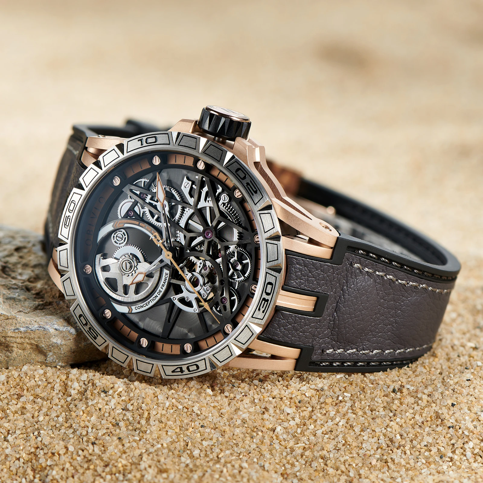 OBLVLO LM Series Sport Skeleton Watch