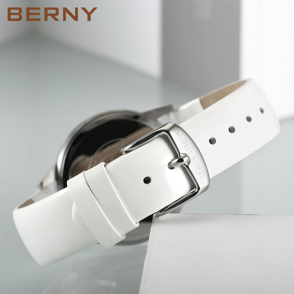 Womens Wristwatch Calendar Leather Strap