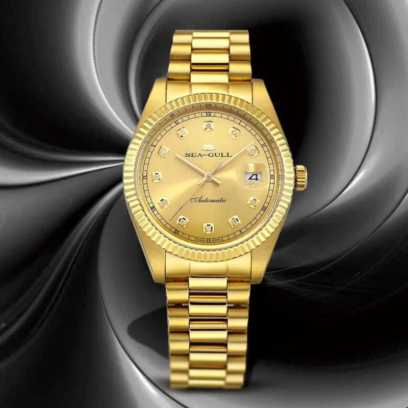 Seagull Luxury Diamonds Gold Plated Watch