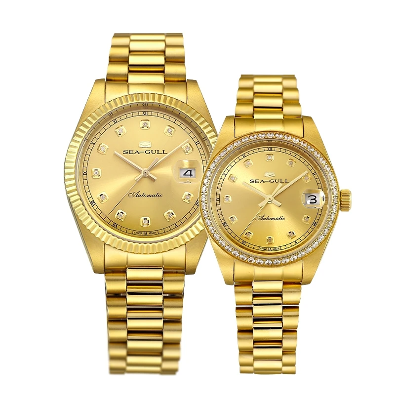 Seagull Luxury Diamonds Gold Plated Watch