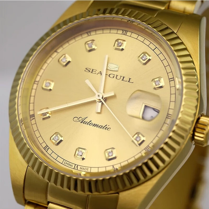 Seagull Luxury Diamonds Gold Plated Watch