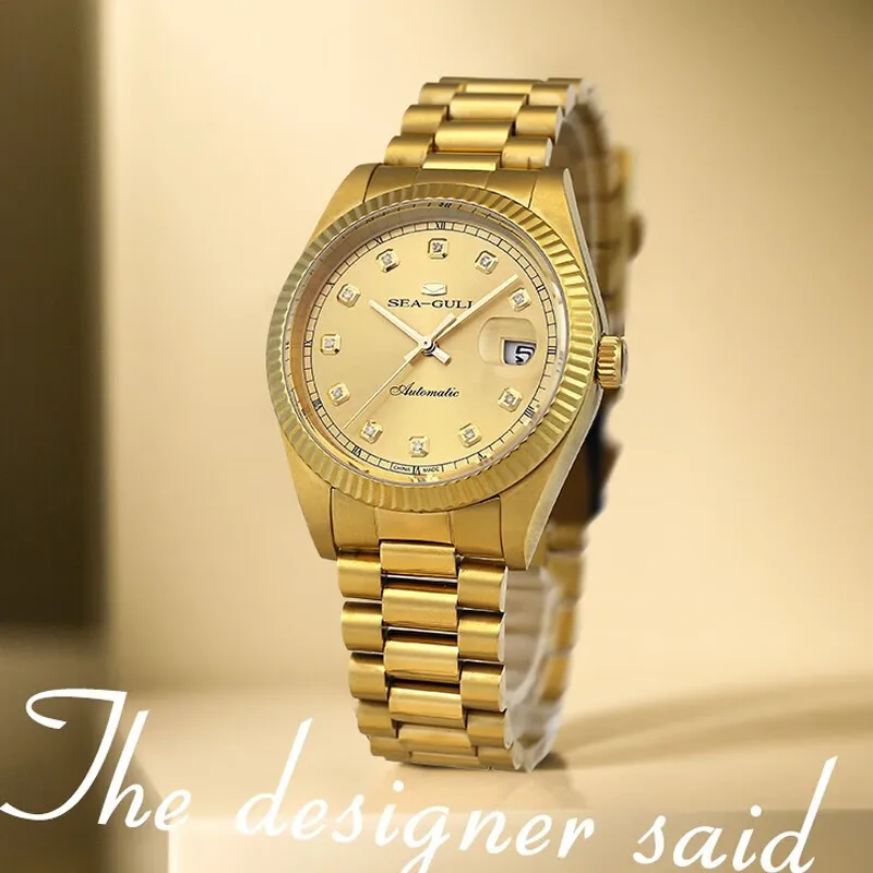 Seagull Luxury Diamonds Gold Plated Watch