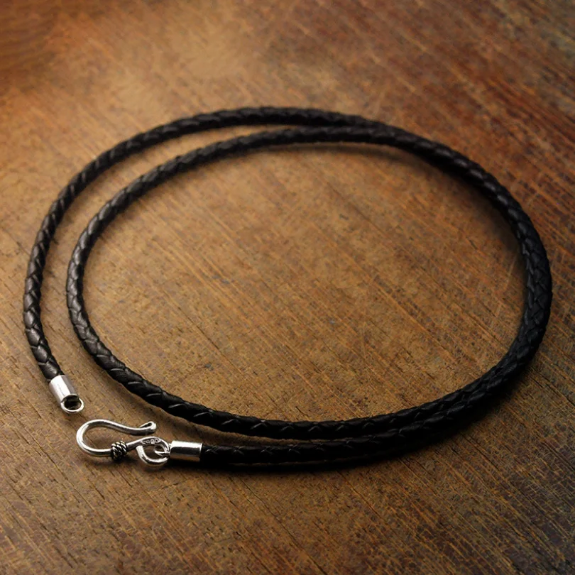 Weave Leather Long Chain Necklace