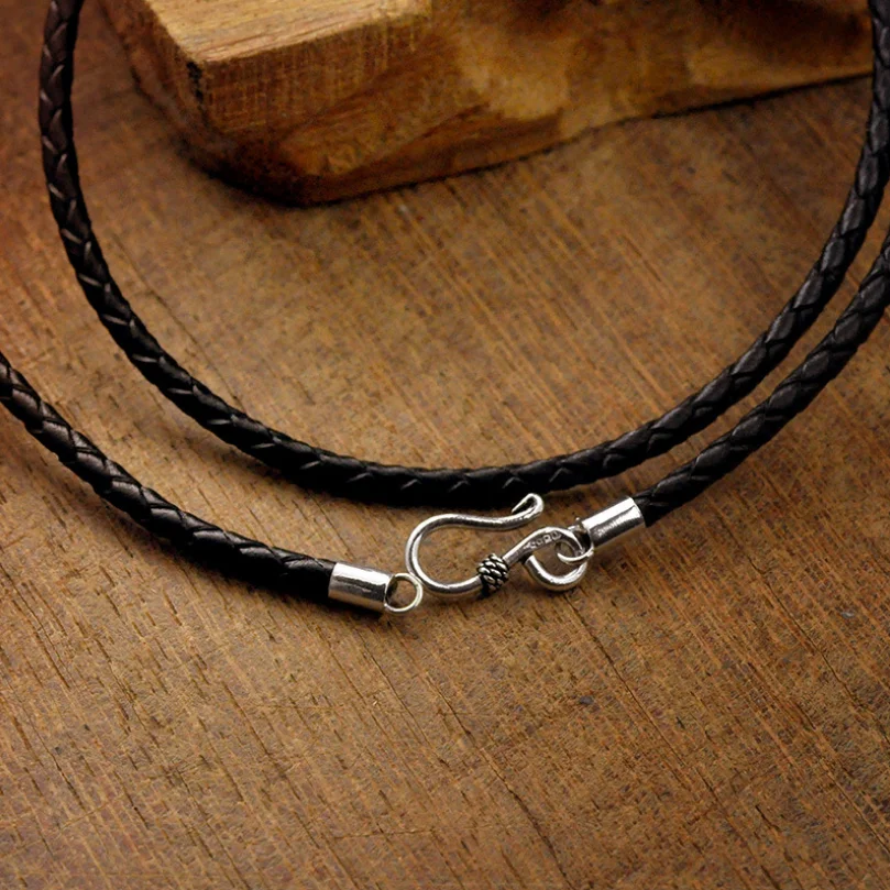 Weave Leather Long Chain Necklace