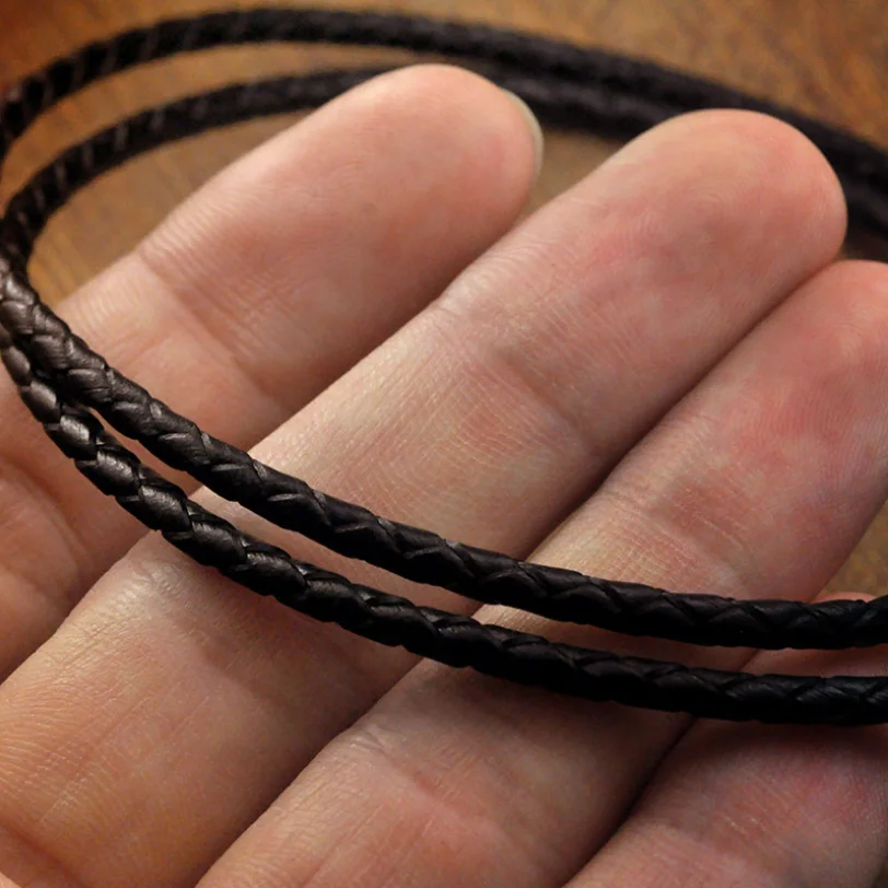 Weave Leather Long Chain Necklace