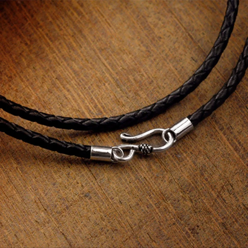 Weave Leather Long Chain Necklace