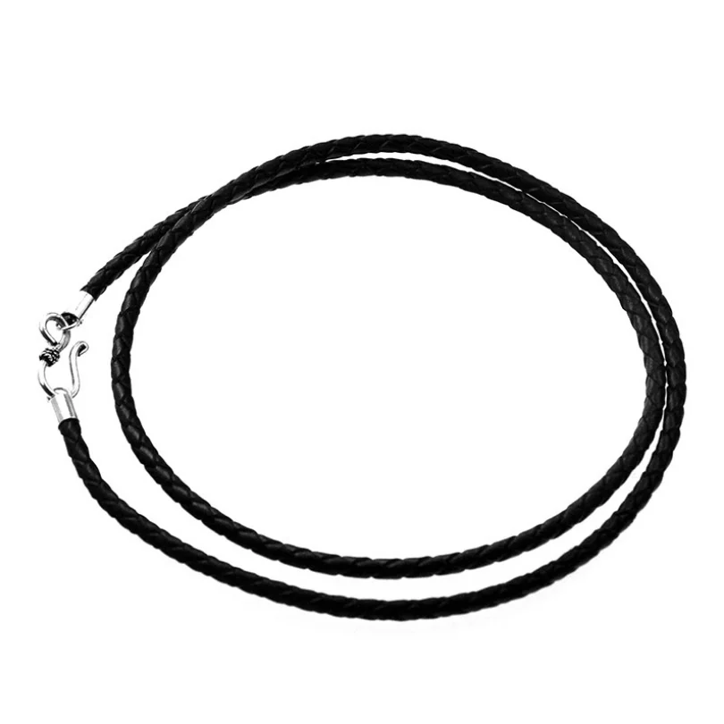 Weave Leather Long Chain Necklace