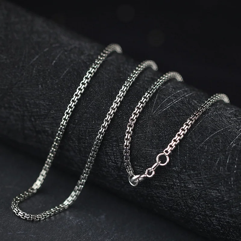 Silver Square Box Chain Necklace