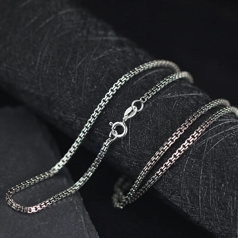 Silver Square Box Chain Necklace