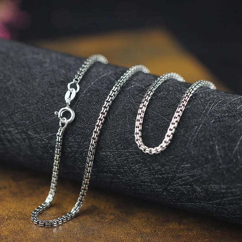 Silver Square Box Chain Necklace