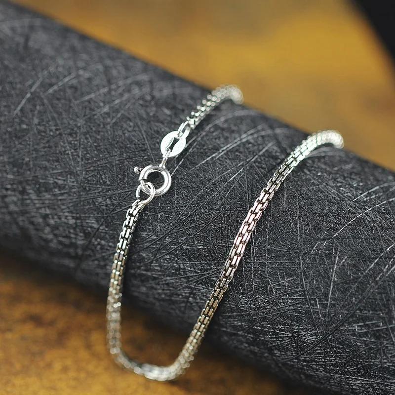Silver Square Box Chain Necklace