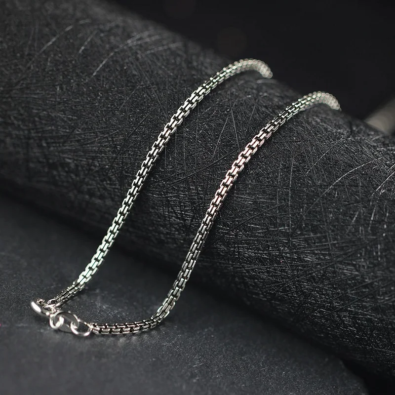 Silver Square Box Chain Necklace