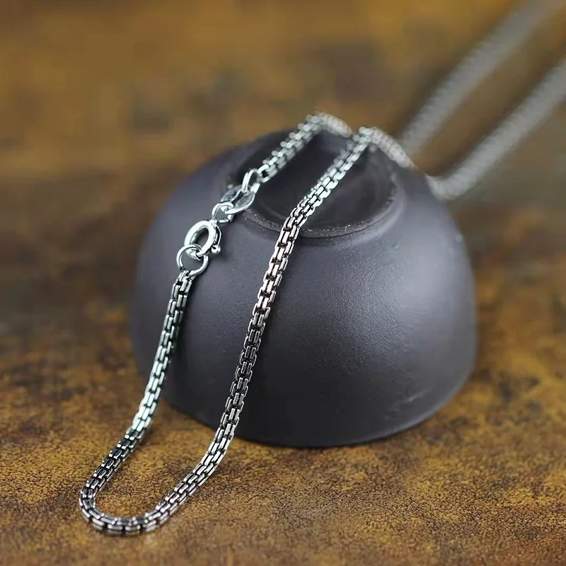 Silver Square Box Chain Necklace