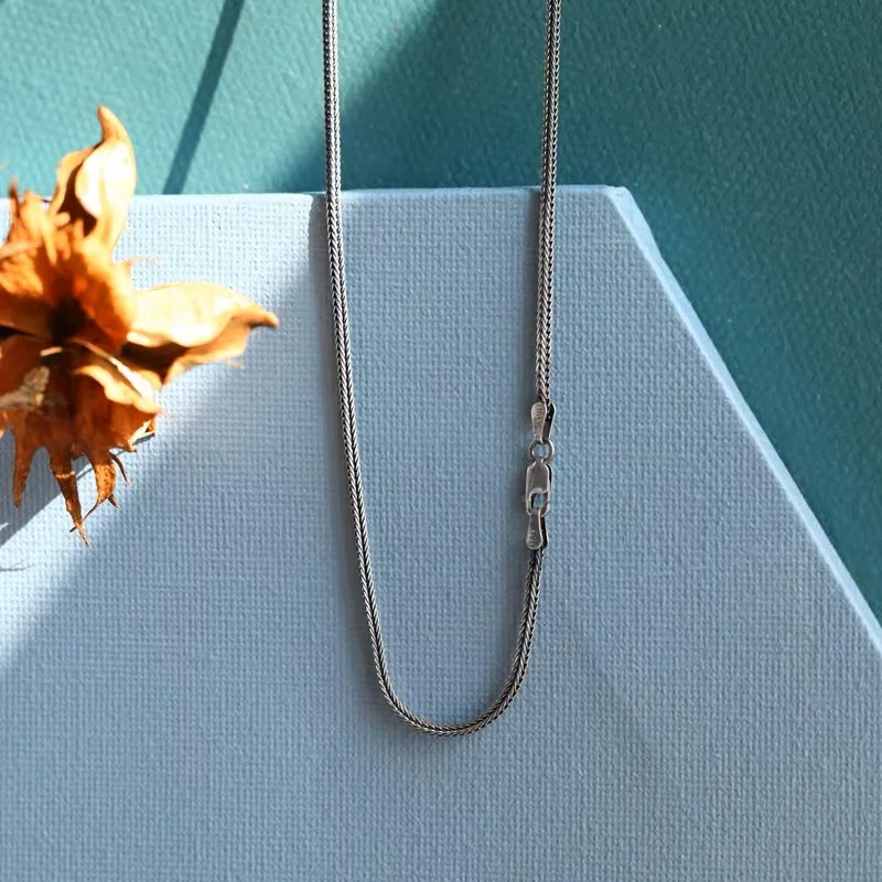 Silver Chopin Fox Tail Chain Necklace