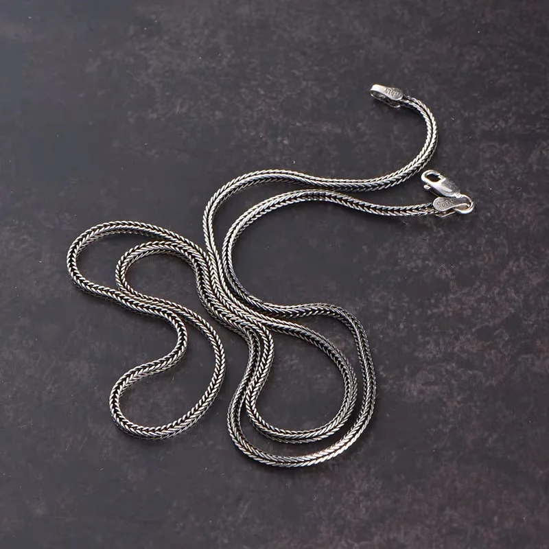Silver Chopin Fox Tail Chain Necklace