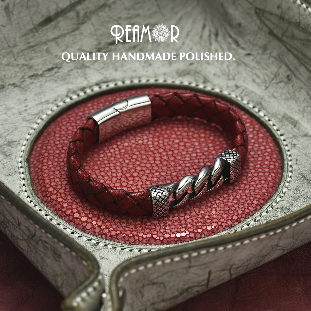 Red Genuine Leather Bracelet