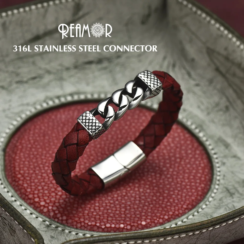 Red Genuine Leather Bracelet