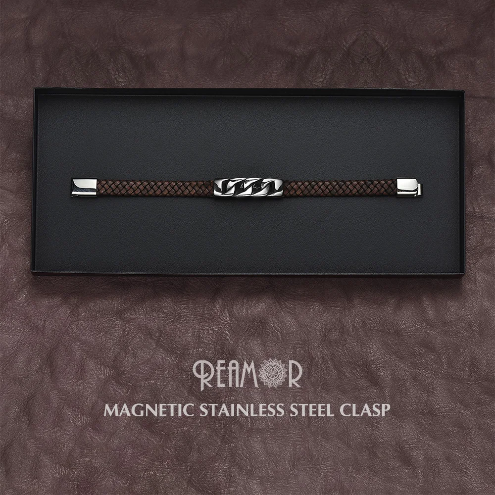 Brown Braided Leather Bracelet