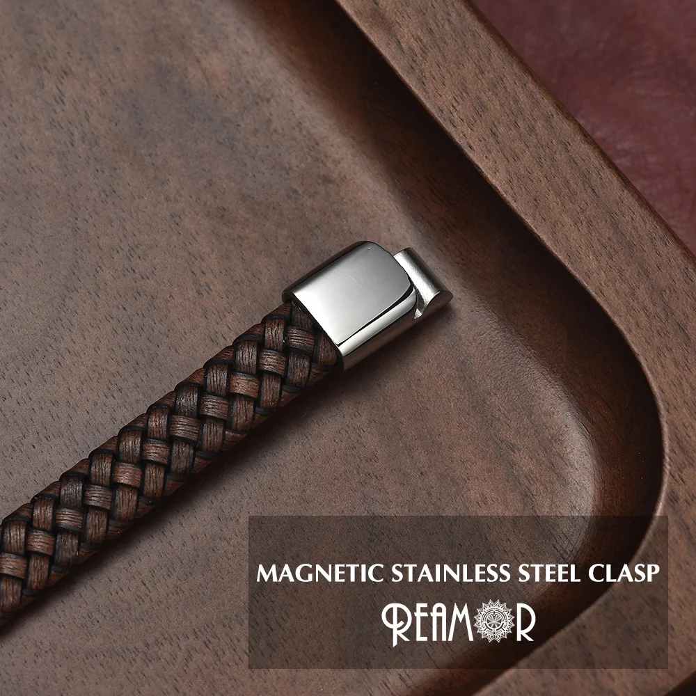 Brown Braided Leather Bracelet