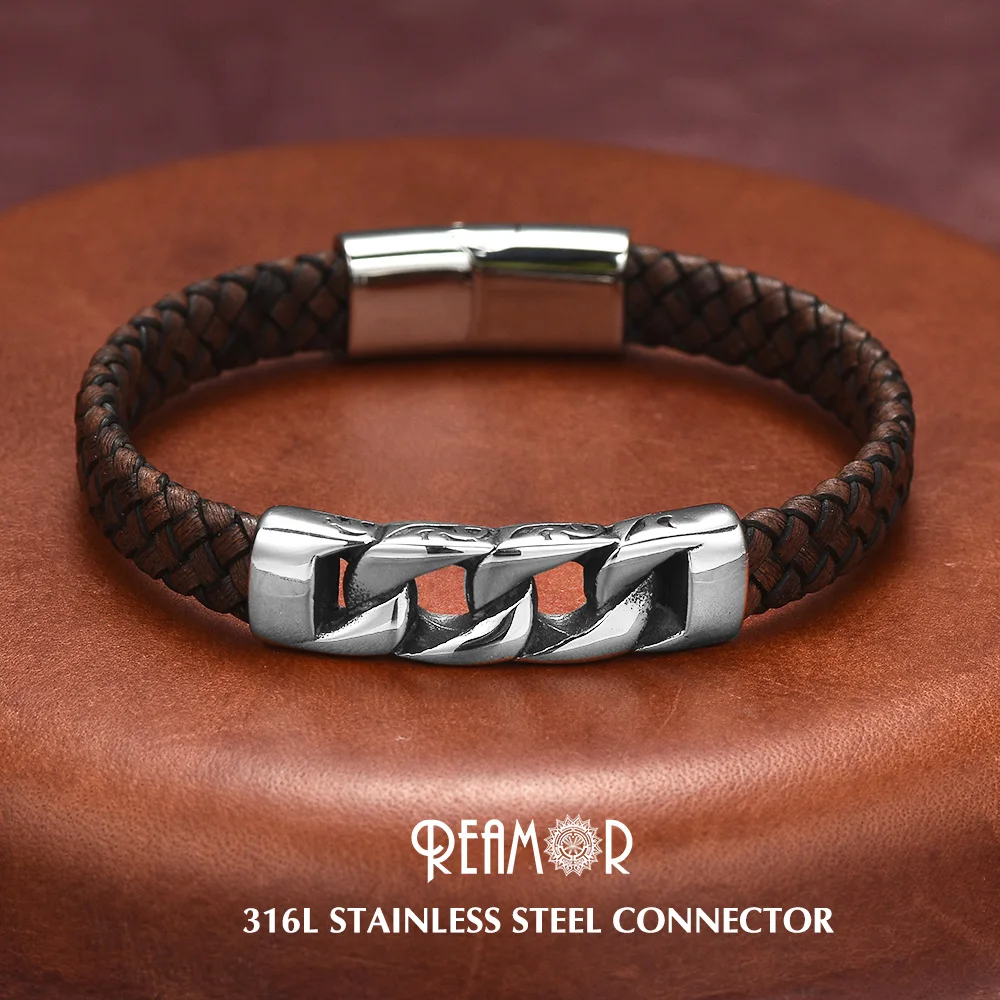 Brown Braided Leather Bracelet