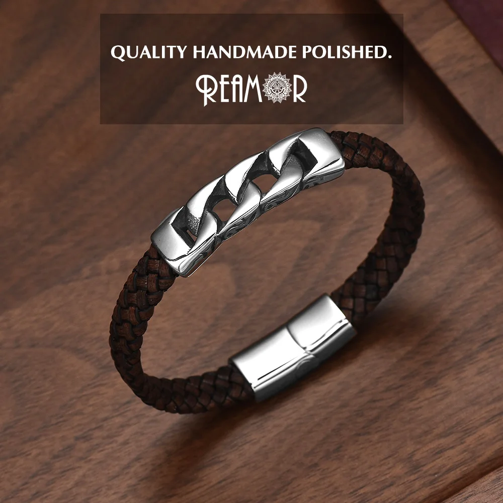 Brown Braided Leather Bracelet
