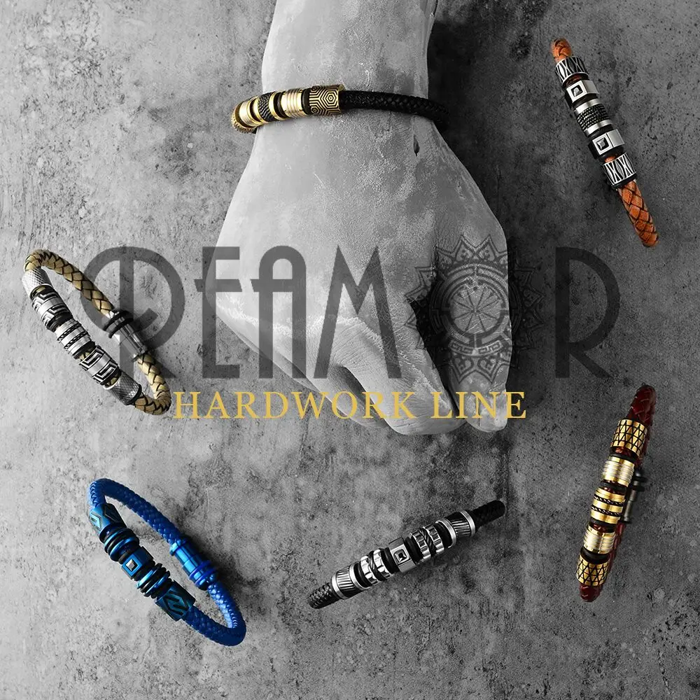 Leather Braided Beads Bracelet