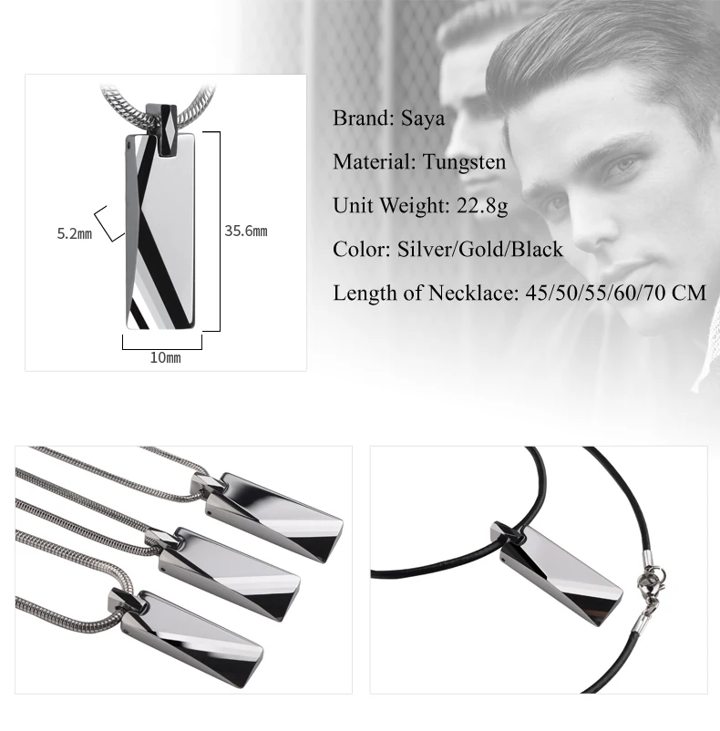Personalized Mens Tungsten Pendant