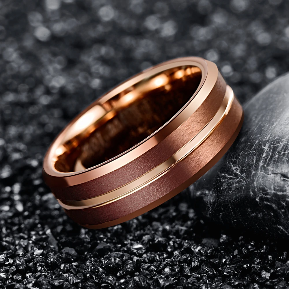 Rose Gold Tungsten Wedding Band