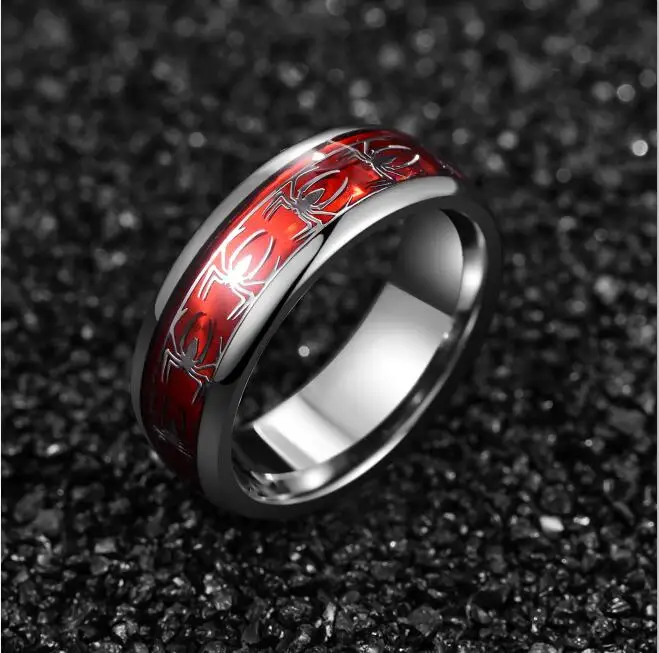 8mm Red Opal Spider Tungsten Ring