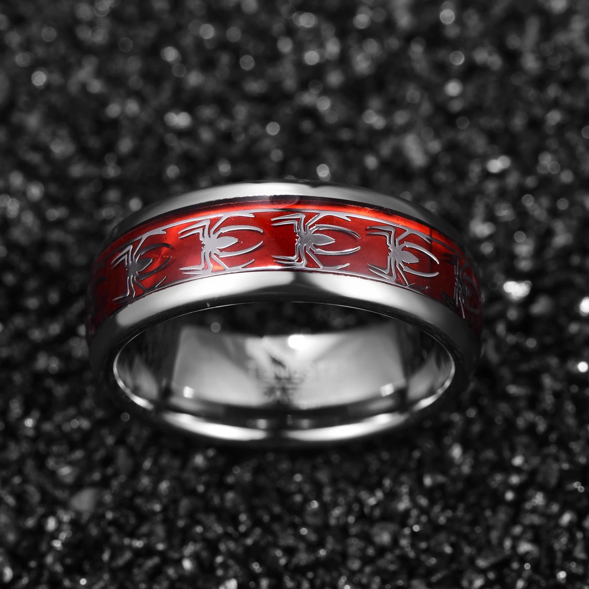 8mm Red Opal Spider Tungsten Ring