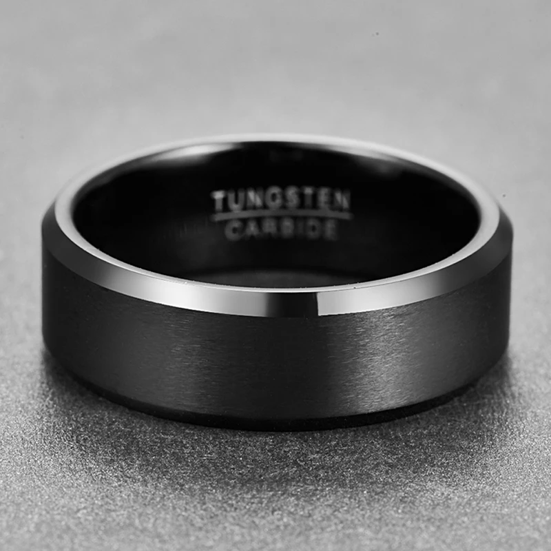 Classic Black 8mm Tungsten Carbide Ring