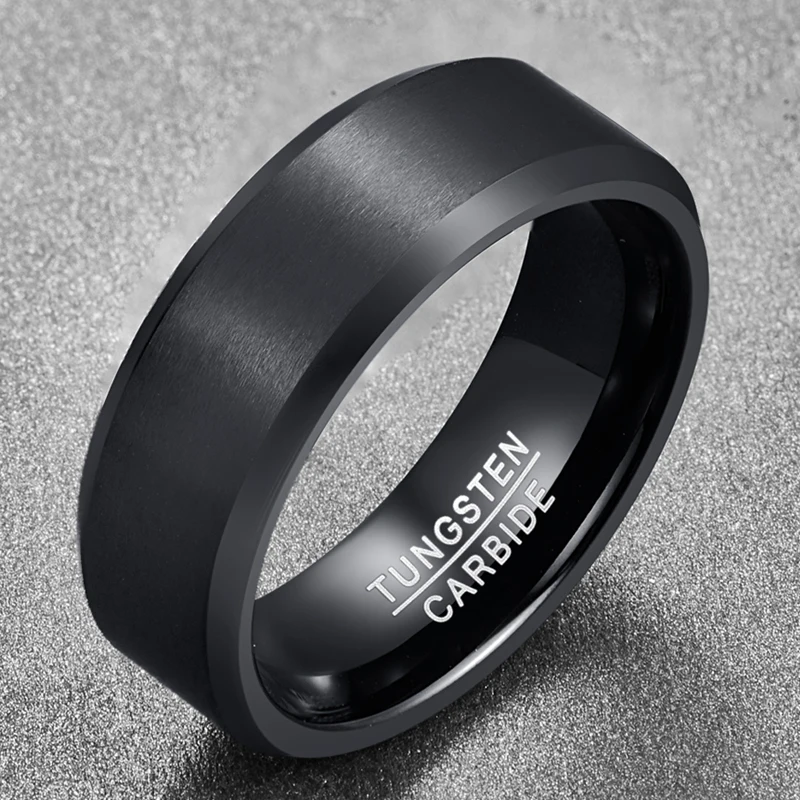 Classic Black 8mm Tungsten Carbide Ring