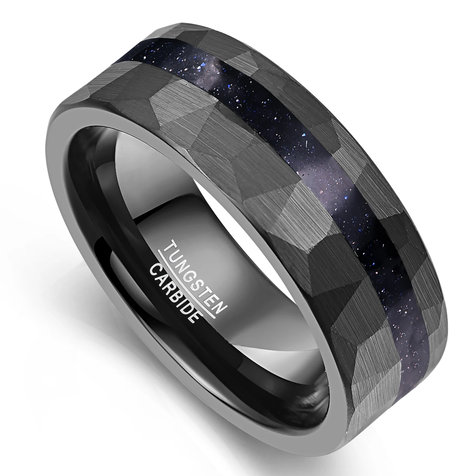 Blue Sandstone Black Tungsten Carbide Ring