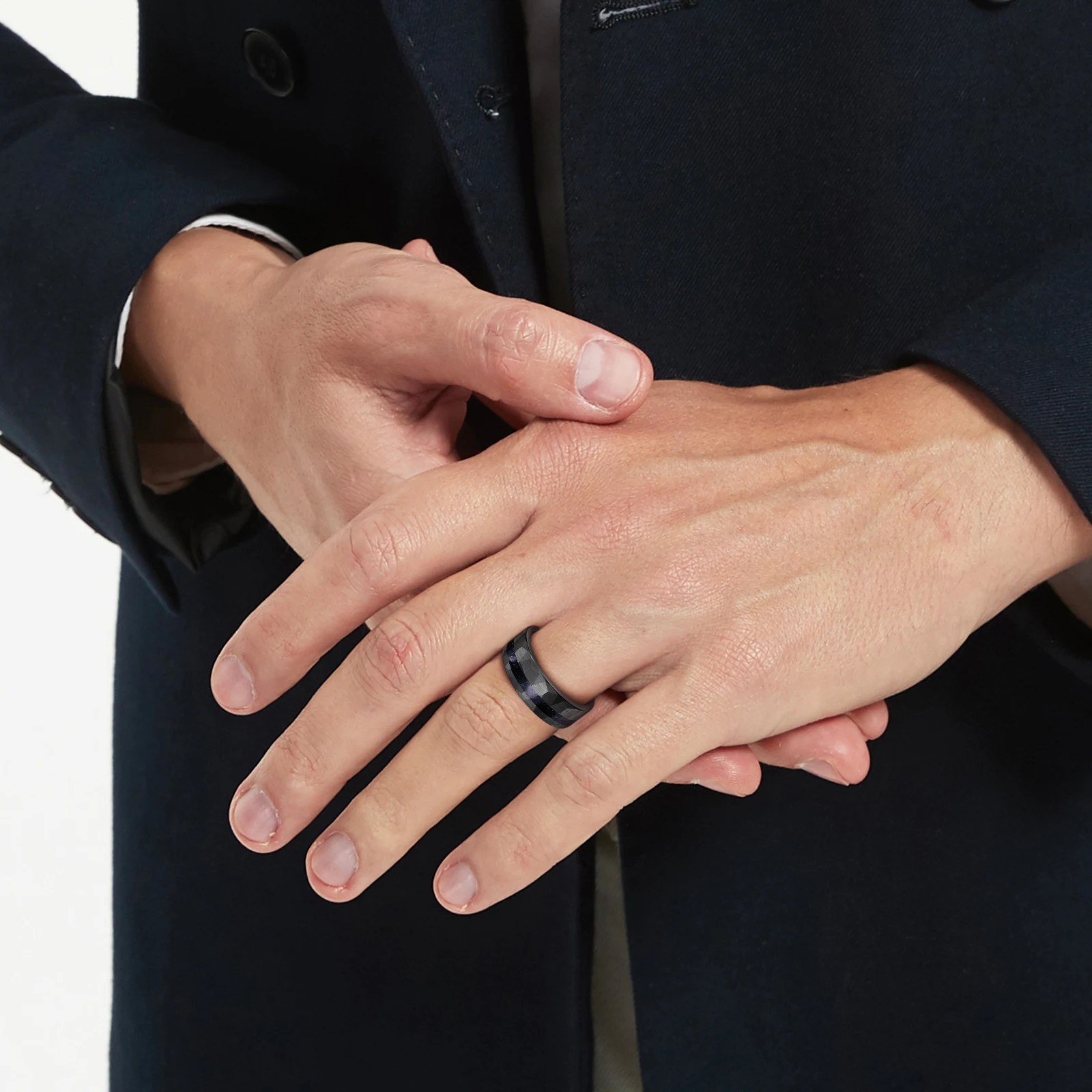 Blue Sandstone Black Tungsten Carbide Ring