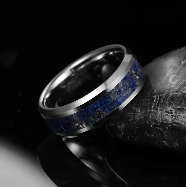 Tungsten Carbide Ring Inlaid Lapis Lazuli