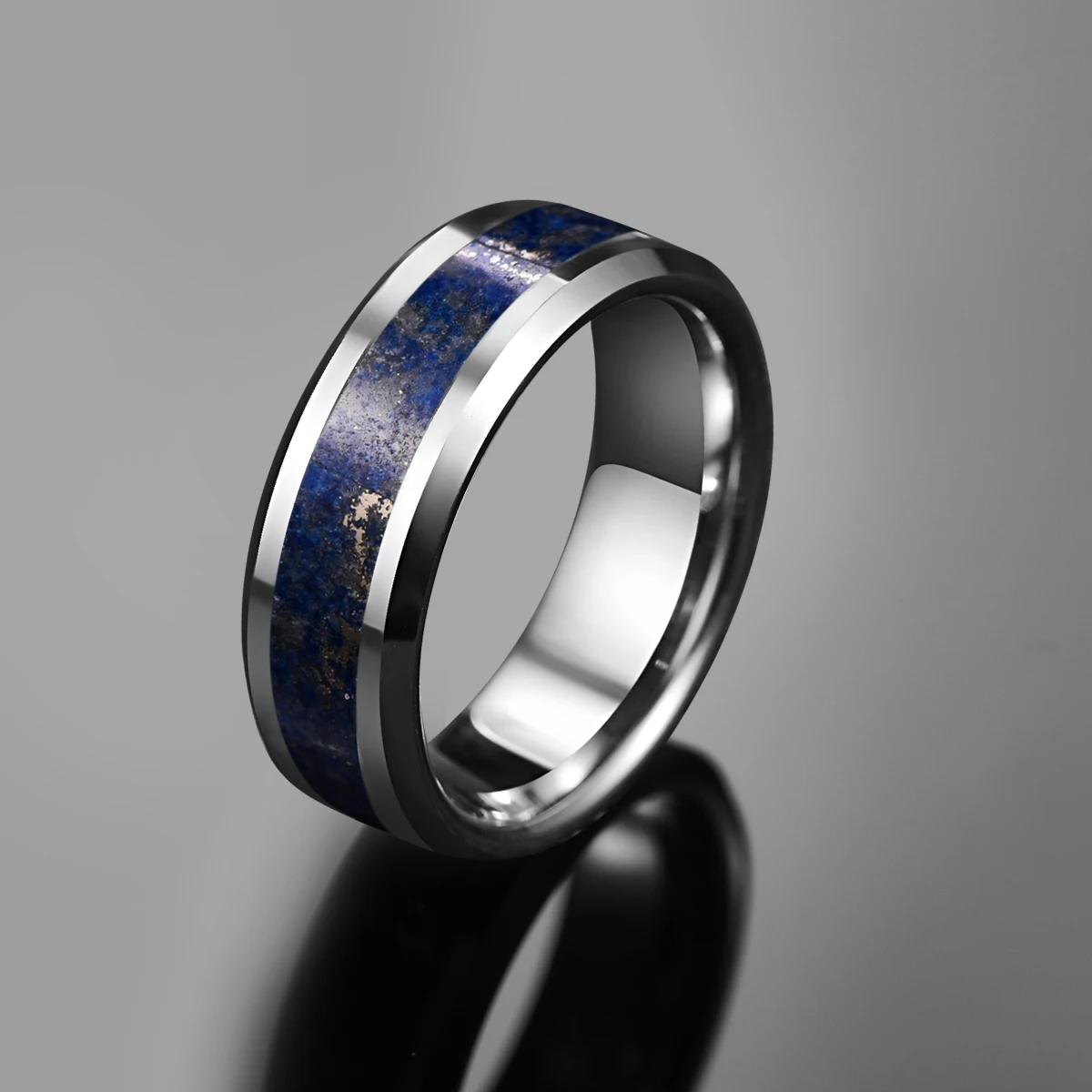 Tungsten Carbide Ring Inlaid Lapis Lazuli