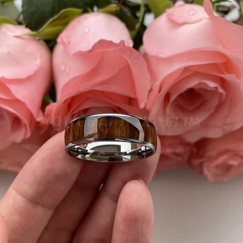 Wood Inlay Tungsten Carbide Men's Ring